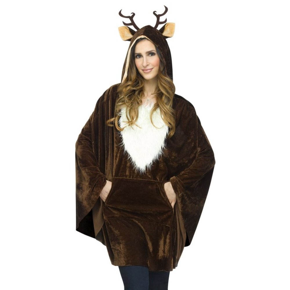 Reindeer Poncho Women One Size